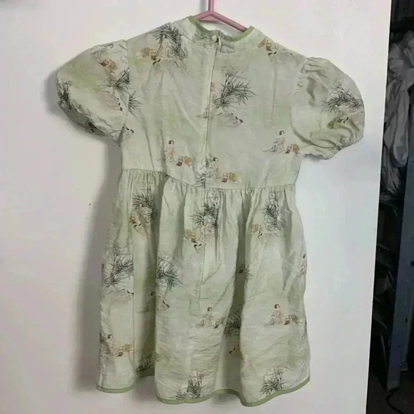 Handmade 100% silk dress, Eastern vibe,  light mint green - Picture 3 of 9